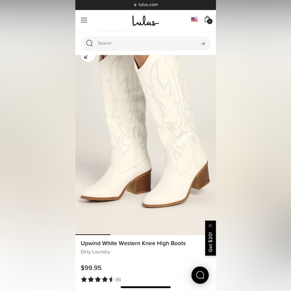 New in box Upwind White Western Knee High Boots
Dirty Laundry 6.5 Cowboy Lulus - Picture 2 of 11